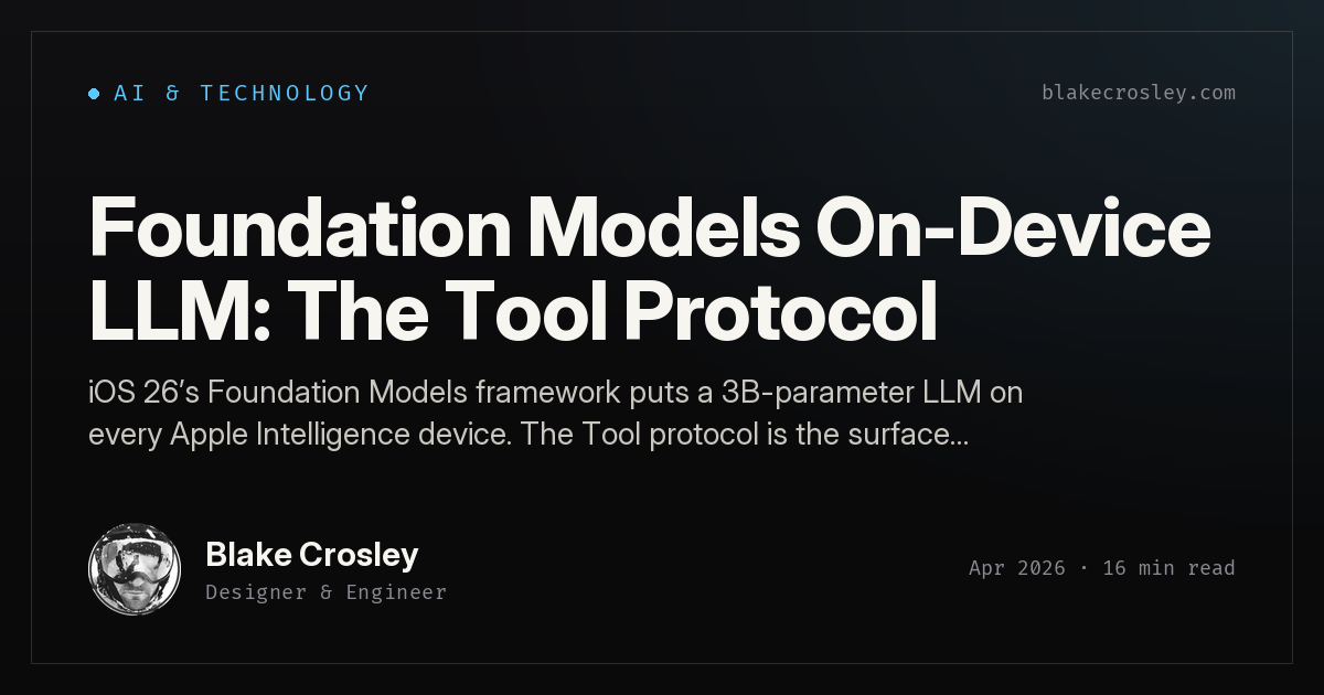 Foundation Models On-Device LLM: The Tool Protocol