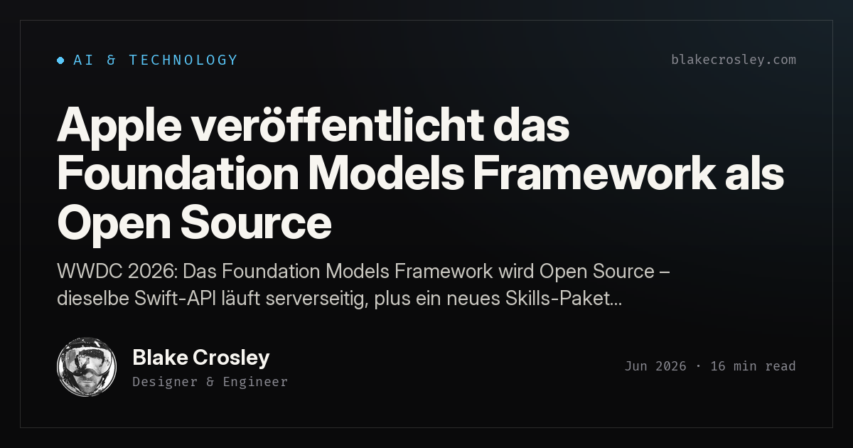 Apple veröffentlicht das Foundation Models Framework als Open Source