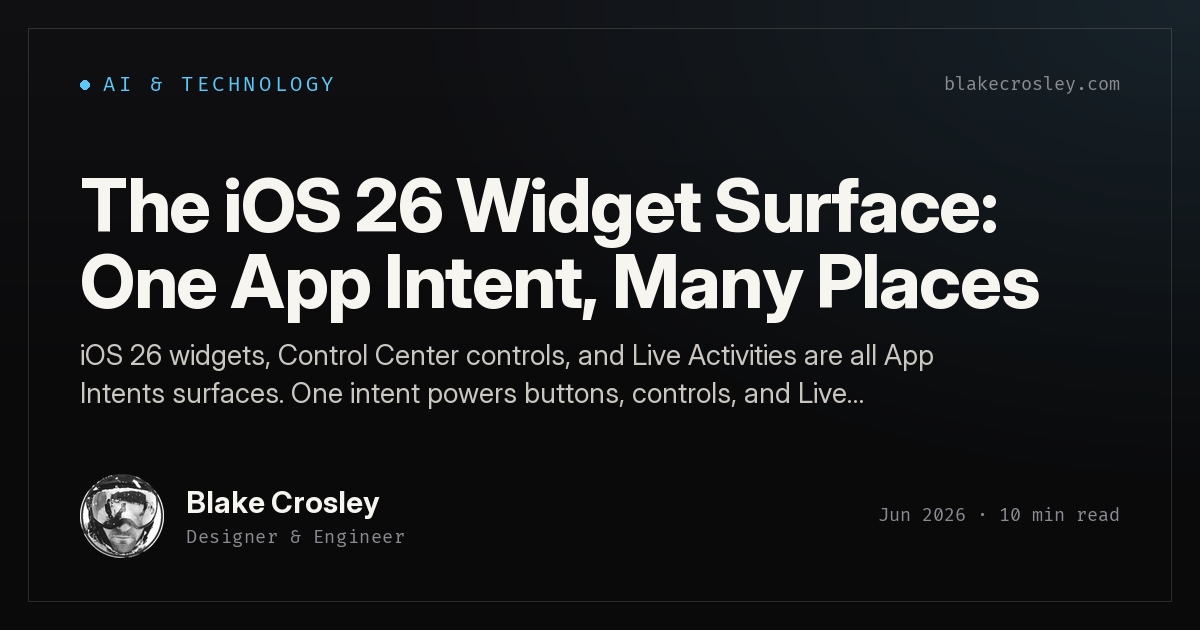 The iOS 26 Widget Surface: One App Intent, Many Places