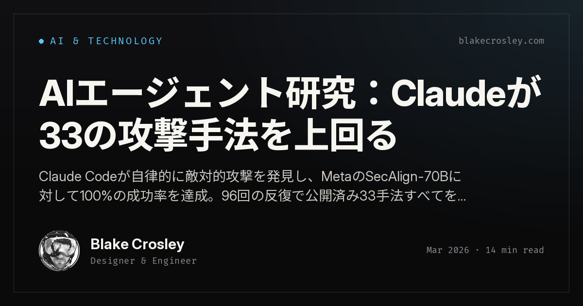 AIエージェント研究:Claudeが33の攻撃手法を上回る