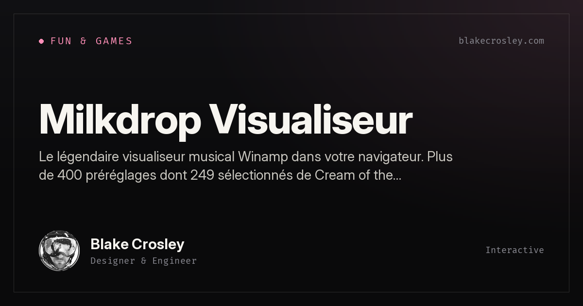 Milkdrop Firework Milkdrop Visualiseur | Blake Crosley