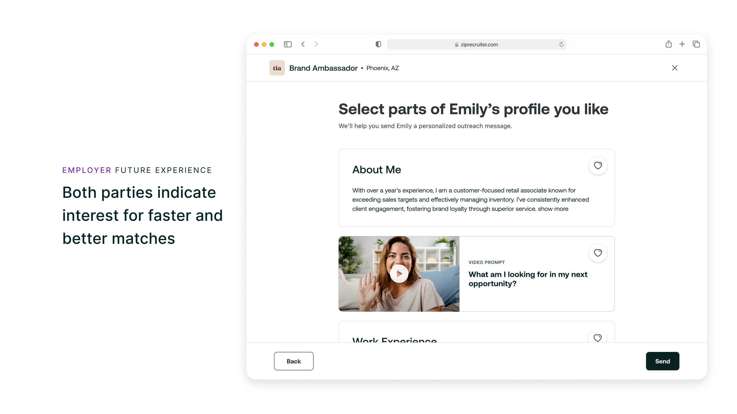 Candidate profile view
