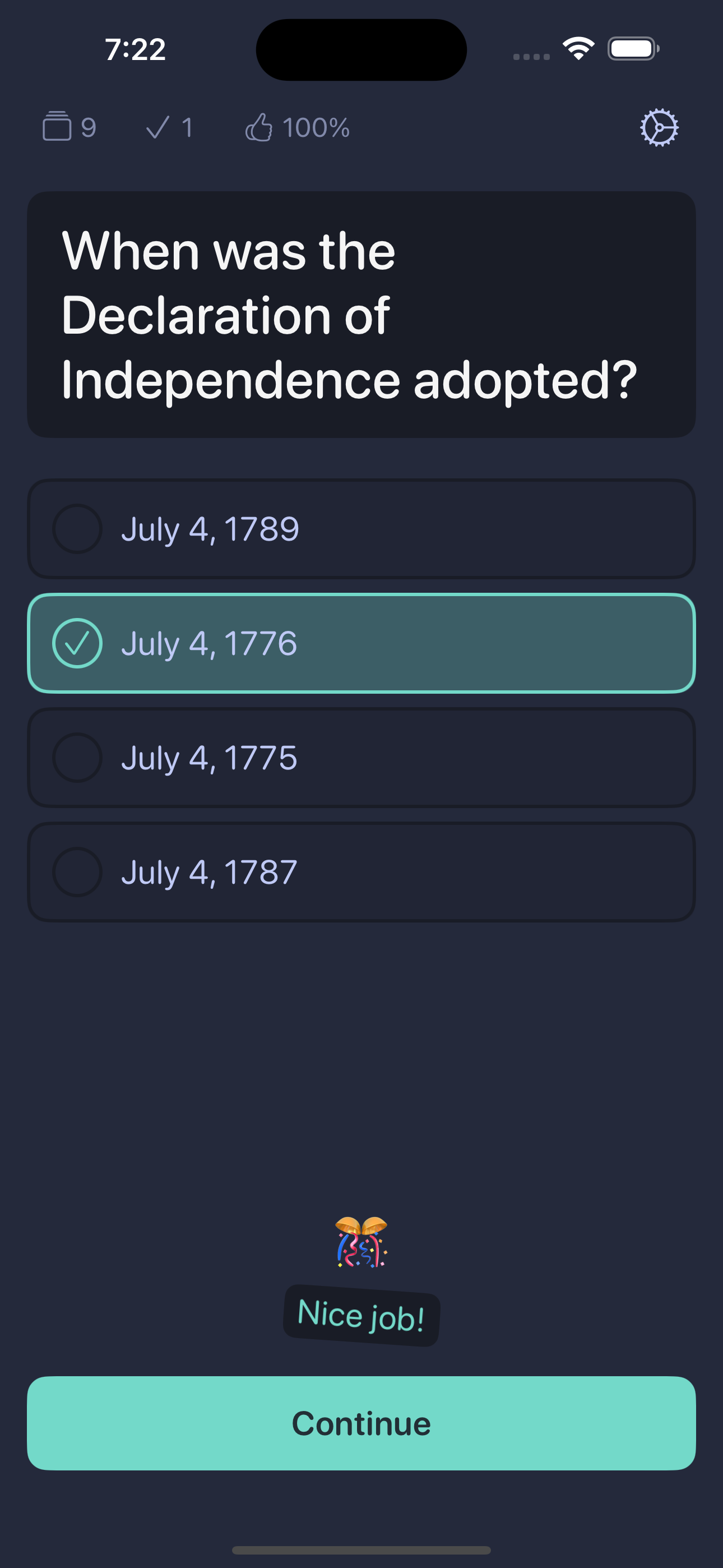Quiz interface