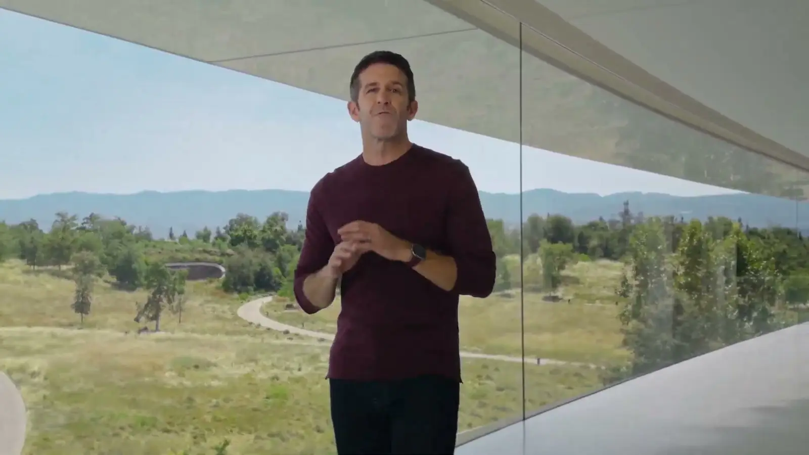 Presenter on the ring at Apple Park at the start of Apple's September 9, 2026 keynote