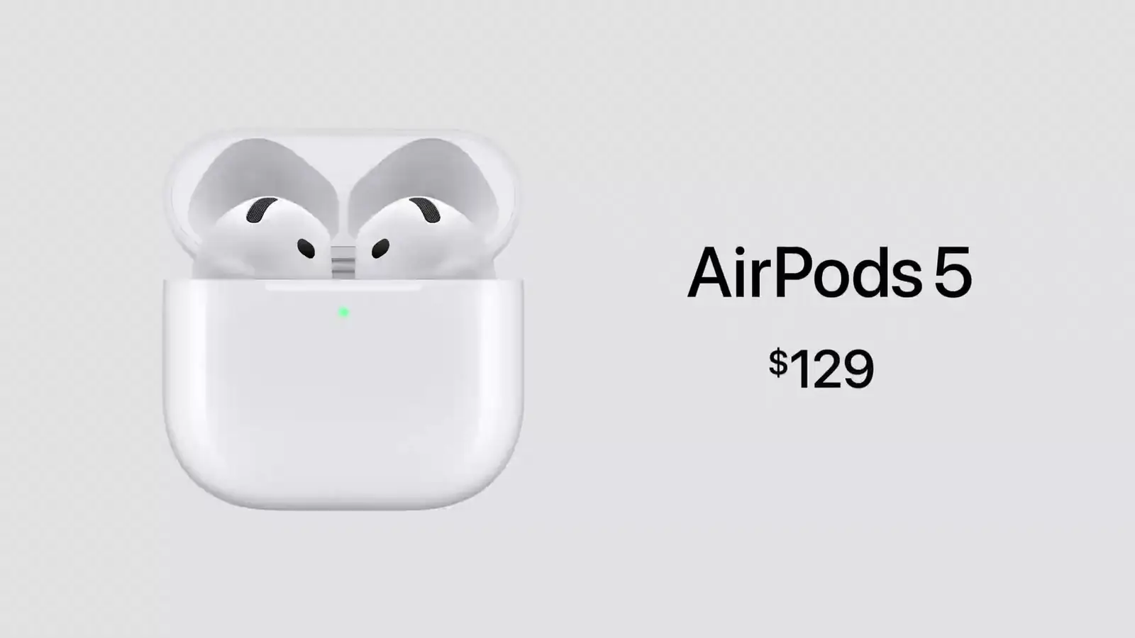 Keynote slide: AirPods 5, $129
