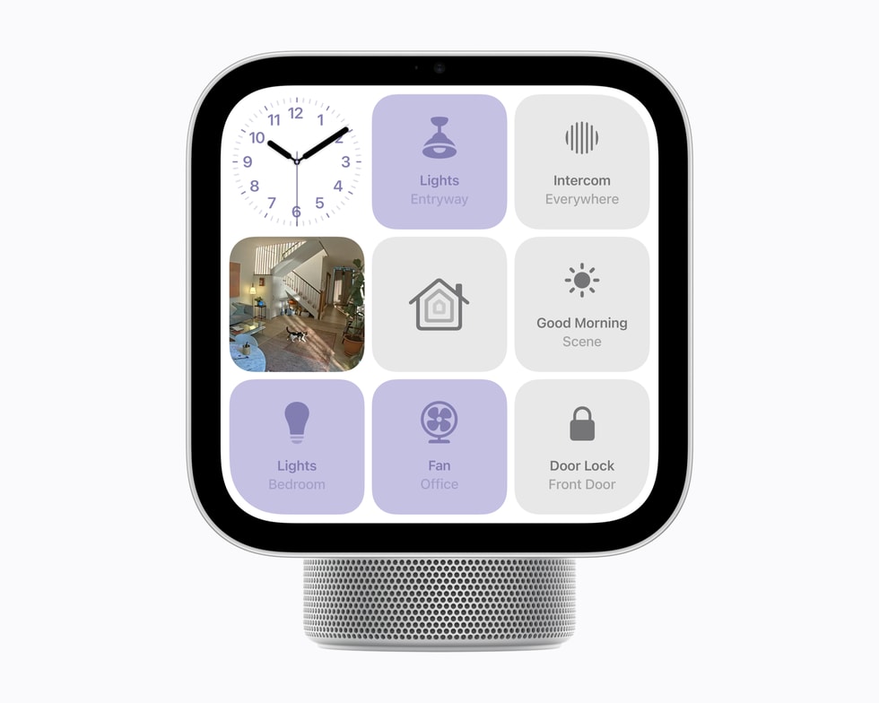 Urządzenie HomeView użytkownika wyświetla sterowanie inteligentnym domem.