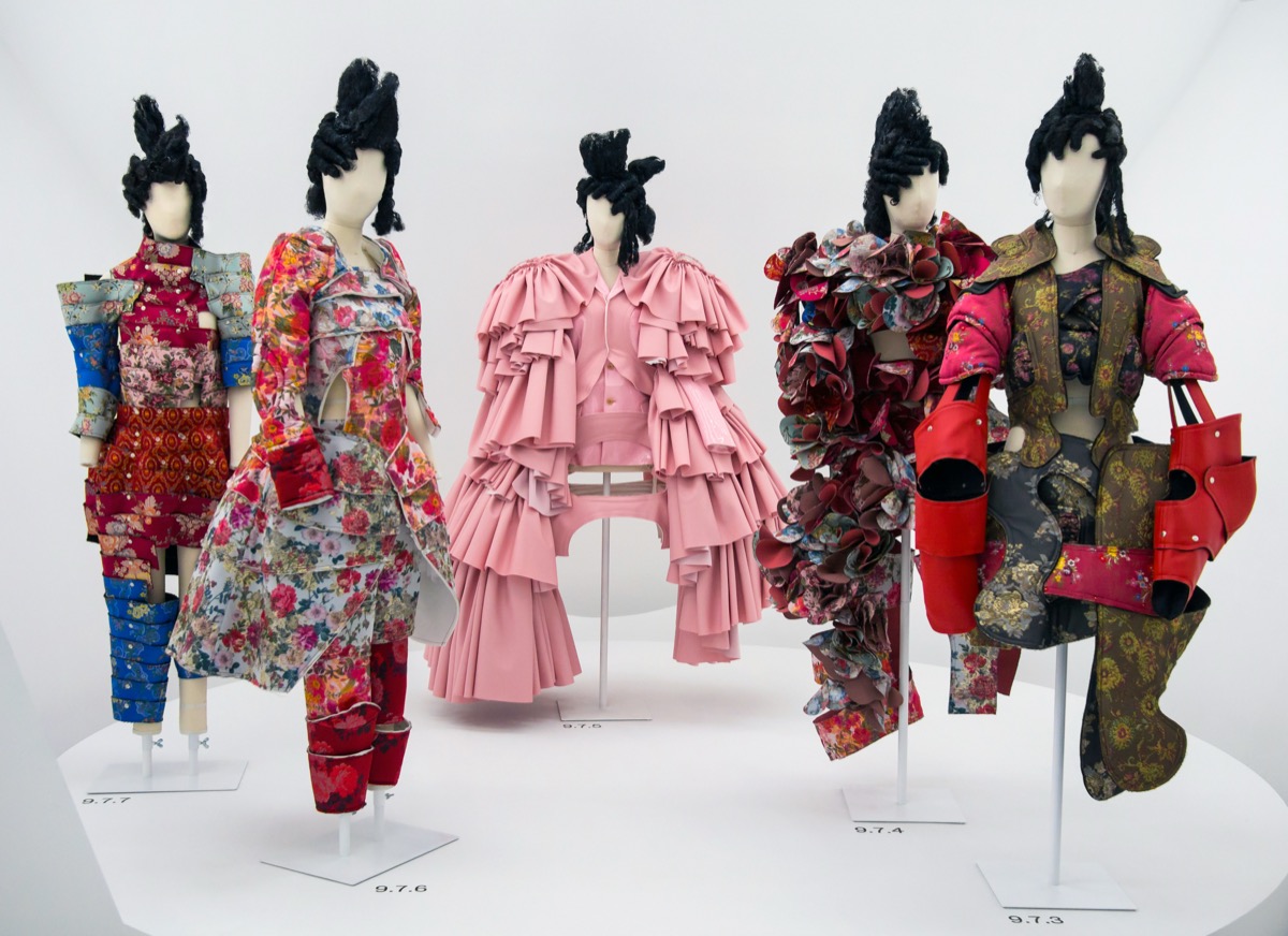Five late-period Comme des Garcons sculptural pieces in the Met's Art of the In-Between galleries