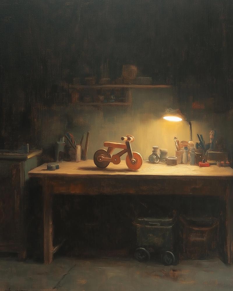 Monet-style painting of grandfather's workshop