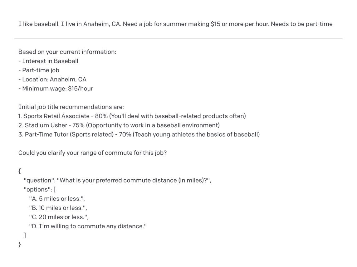 OpenAI Playground experimentation