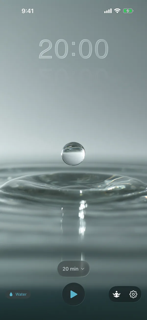 Return home screen, Water theme, English